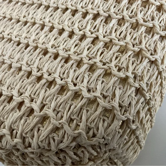 Haute Hippie Woven Raffia/Straw Crossbody Bag Gold Chain Strap - Picture 15 of 16